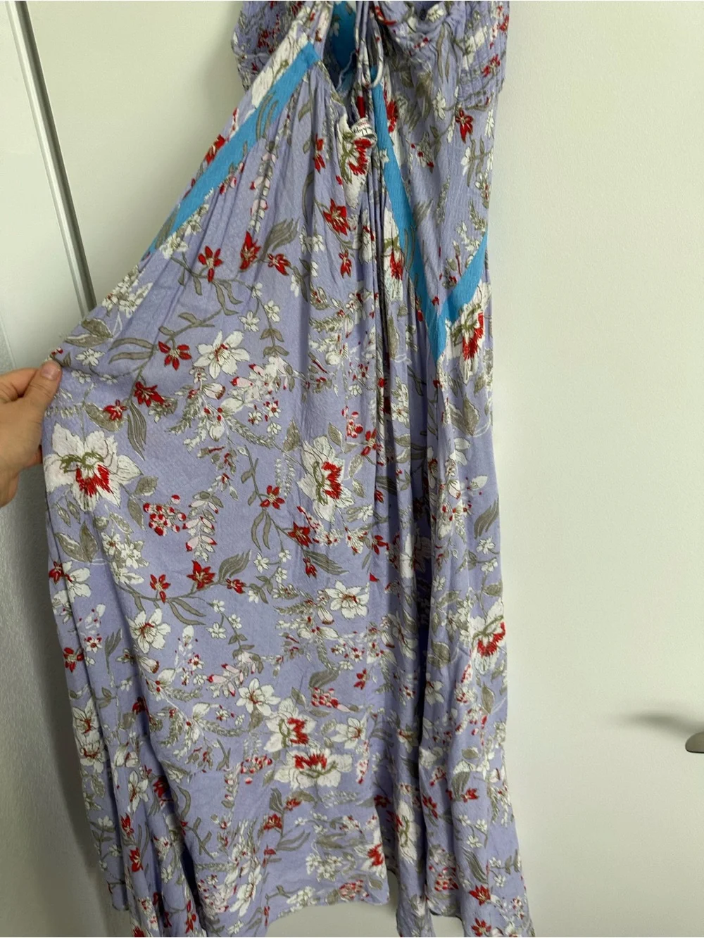 Free People Lavender Floral Slip Dress with Turquoise Trim - Picture 3 of 8